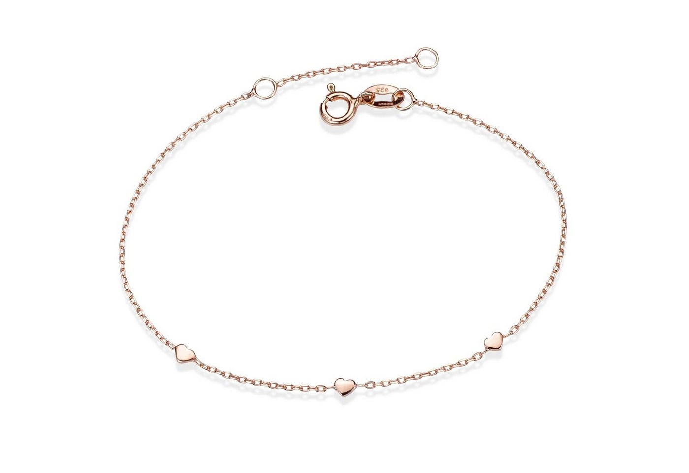 Materia Armkette Damen Rosegold Herzen filigran SA-104, Sterlingsilber, rosevergoldet von Materia