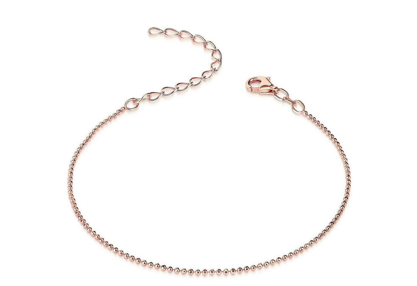 Materia Armkette Damen Rosegold Kugelkette 17-22cm SA-85, Sterlingsilber, rosevergoldet von Materia