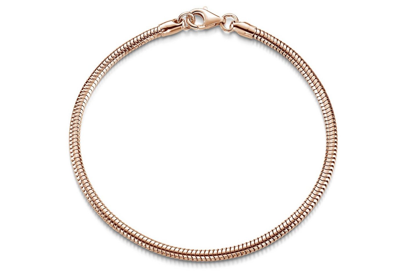 Materia Armkette Damen Rosegold Schlangen Armband 3mm SA-144, Sterlingsilber, rosevergoldet von Materia