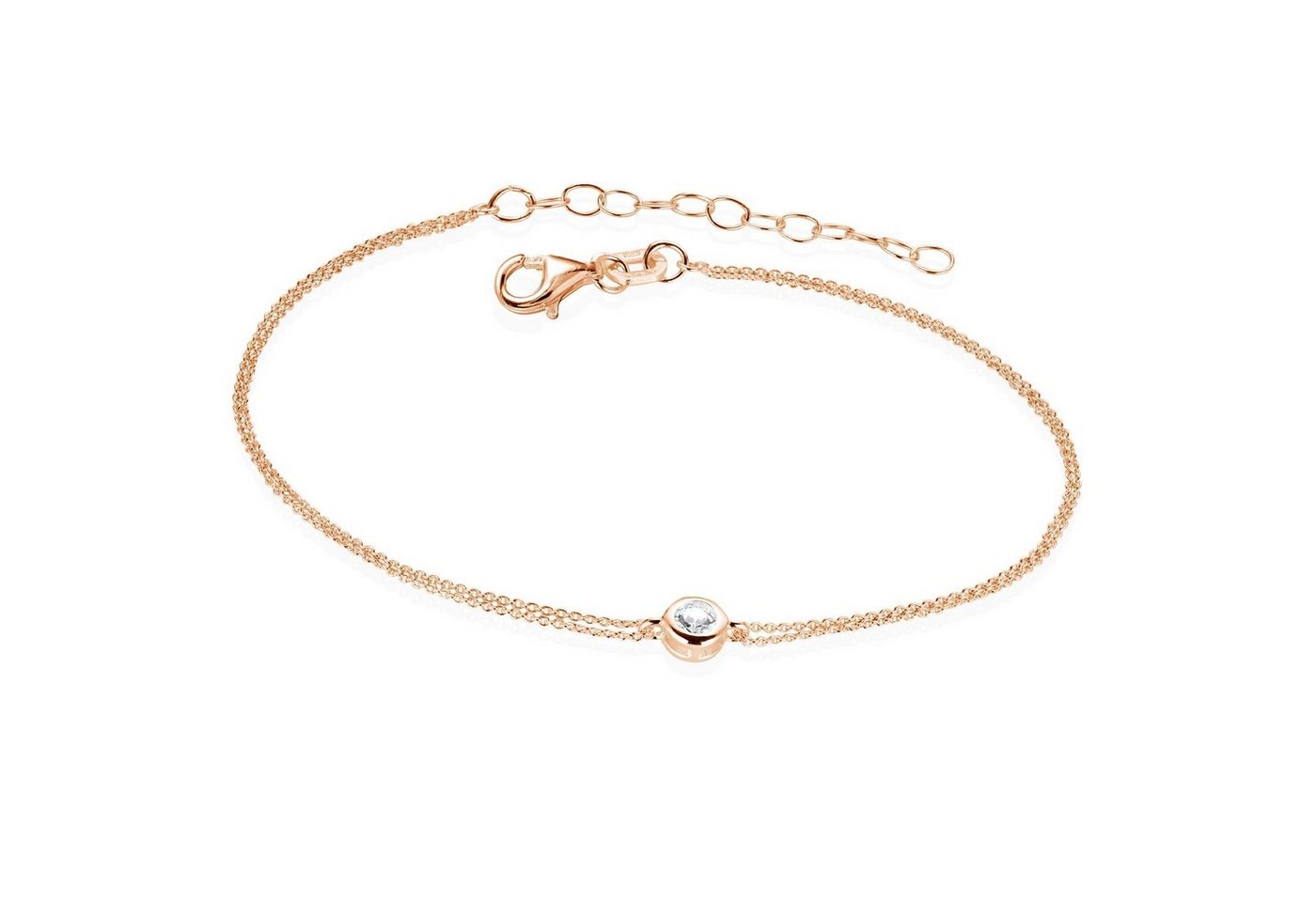 Materia Armkette Damen Rosegold Zirkonia 16-19,5cm SA-70, Sterlingsilber, rosevergoldet von Materia