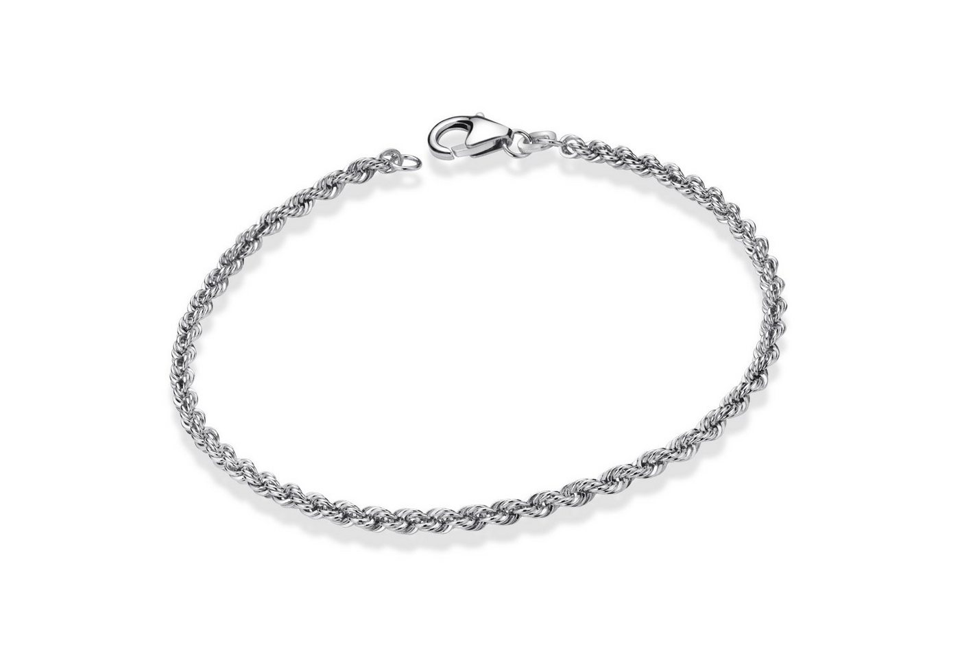 Materia Armkette Damen Silber Kordelkette 19cm SA-105, 925 Sterling Silber, rhodiniert von Materia