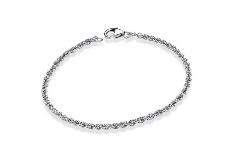 Materia Armkette Damen Silber Kordelkette 19cm SA-105, 925 Sterling Silber, rhodiniert von Materia