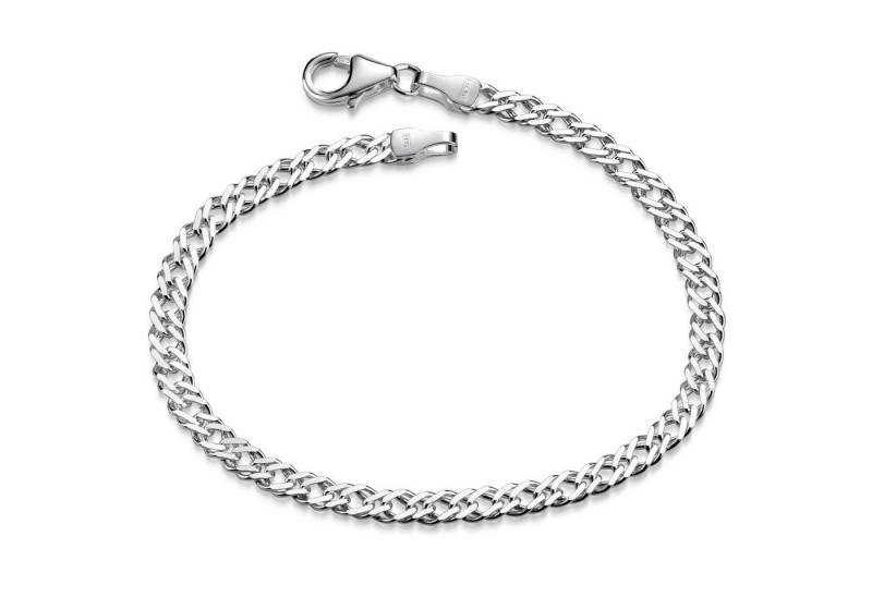 Materia Armkette Damen Silber Zwillings-Panzerkette 3,9mm SA-136, 925 Sterling Silber, rhodiniert von Materia