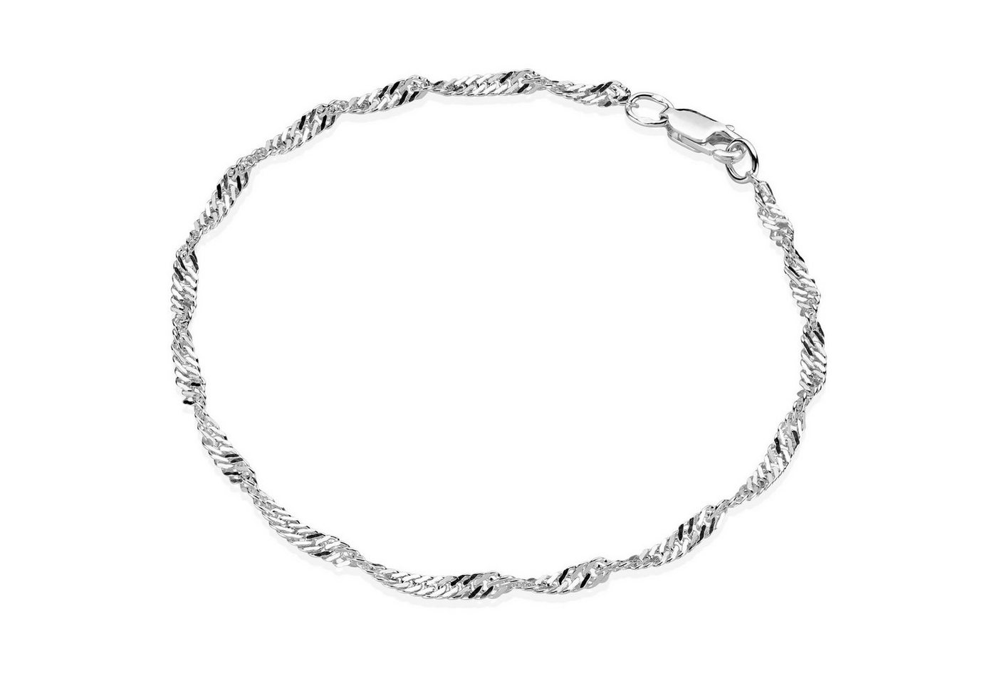 Materia Armkette Damen Singapurkette Hochglanz SA-84, 925 Sterling Silber von Materia