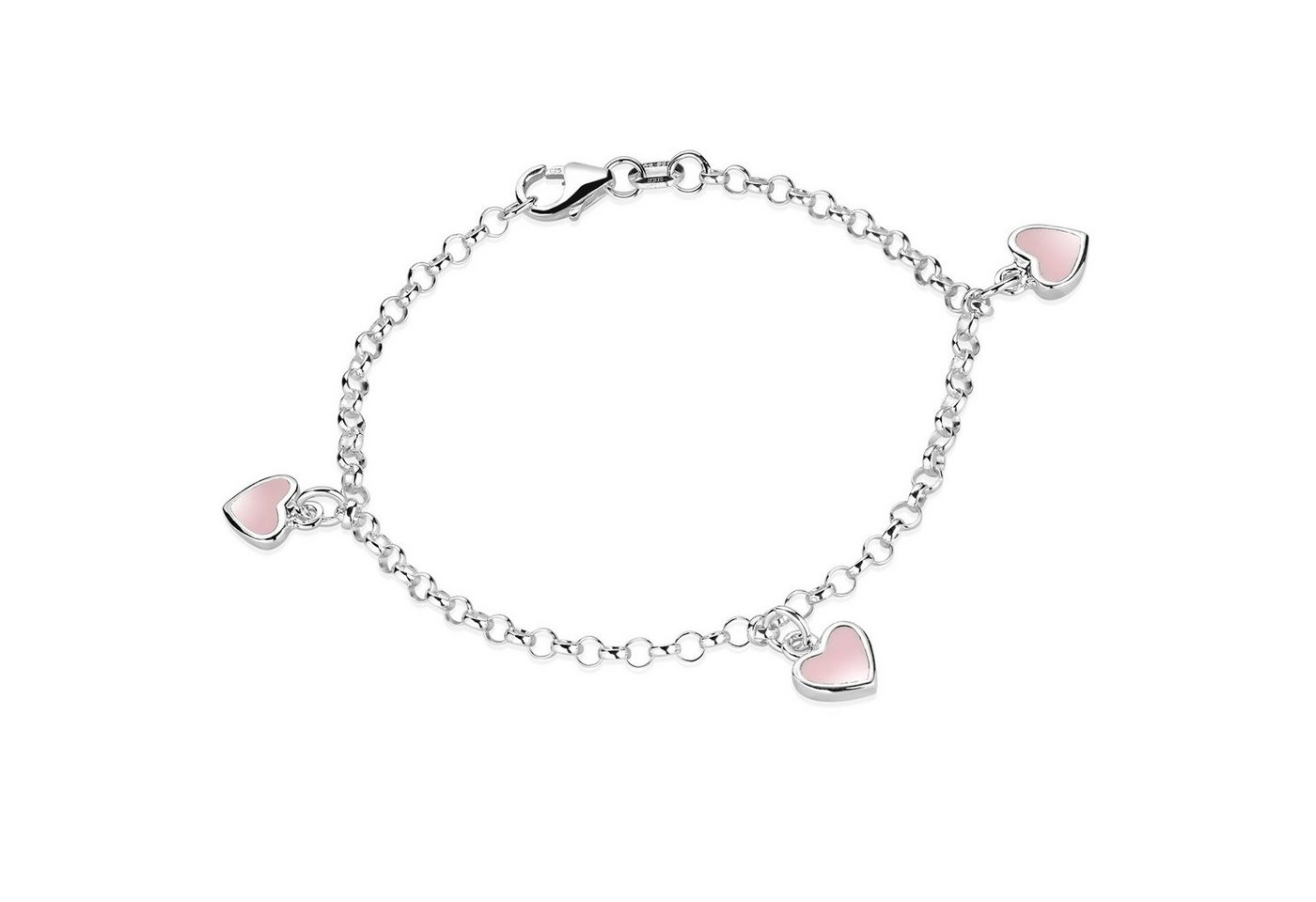 Materia Armkette Kinderarmband Herzen Rosa Emaille SA-100, 925 Sterling Silber von Materia