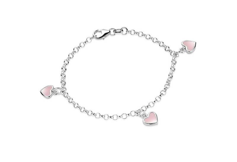 Materia Armkette Kinderarmband Herzen Rosa Emaille SA-100, 925 Sterling Silber von Materia