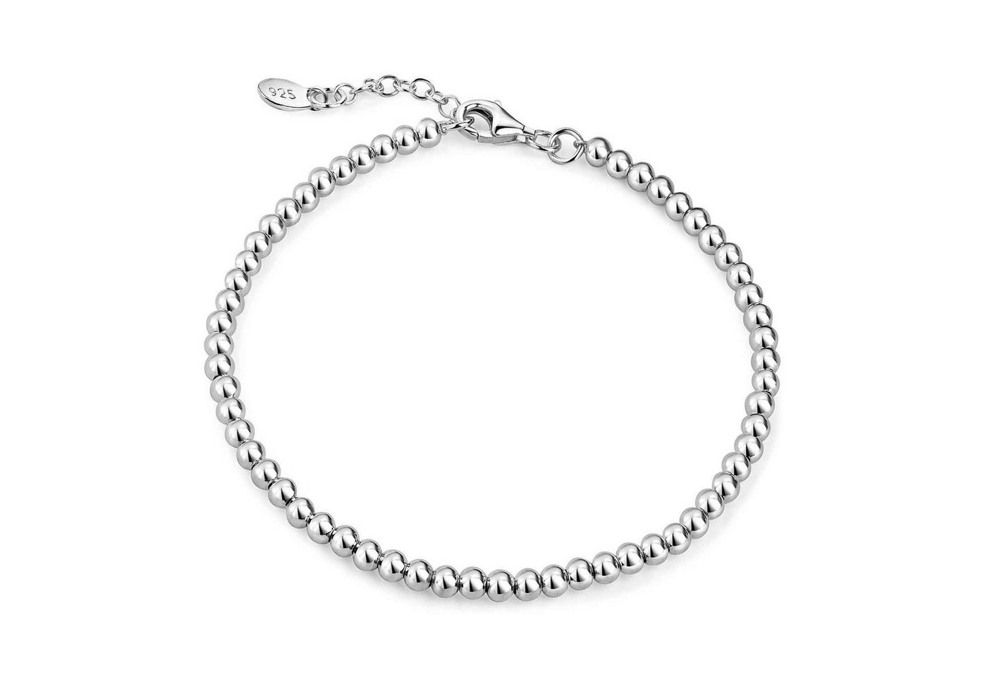 Materia Armkette Kugelkette Ø3mm Silber Hochglanz in 2 Größen SA-21, 925 Sterling Silber von Materia