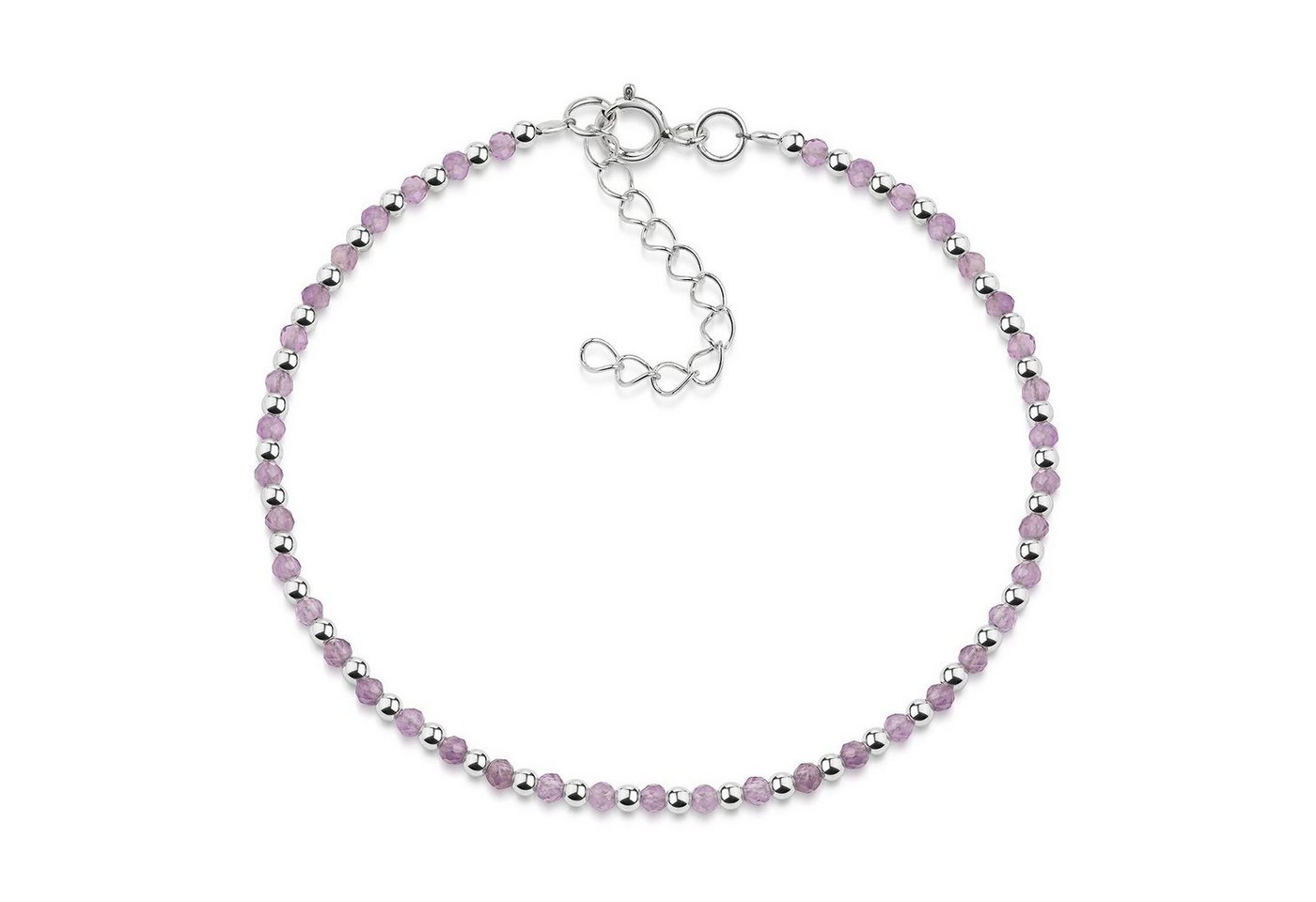 Materia Armkette Damen Edelstein Amethyst lila violett SA-151, 925 Sterling Silber, größenverstellbar von Materia