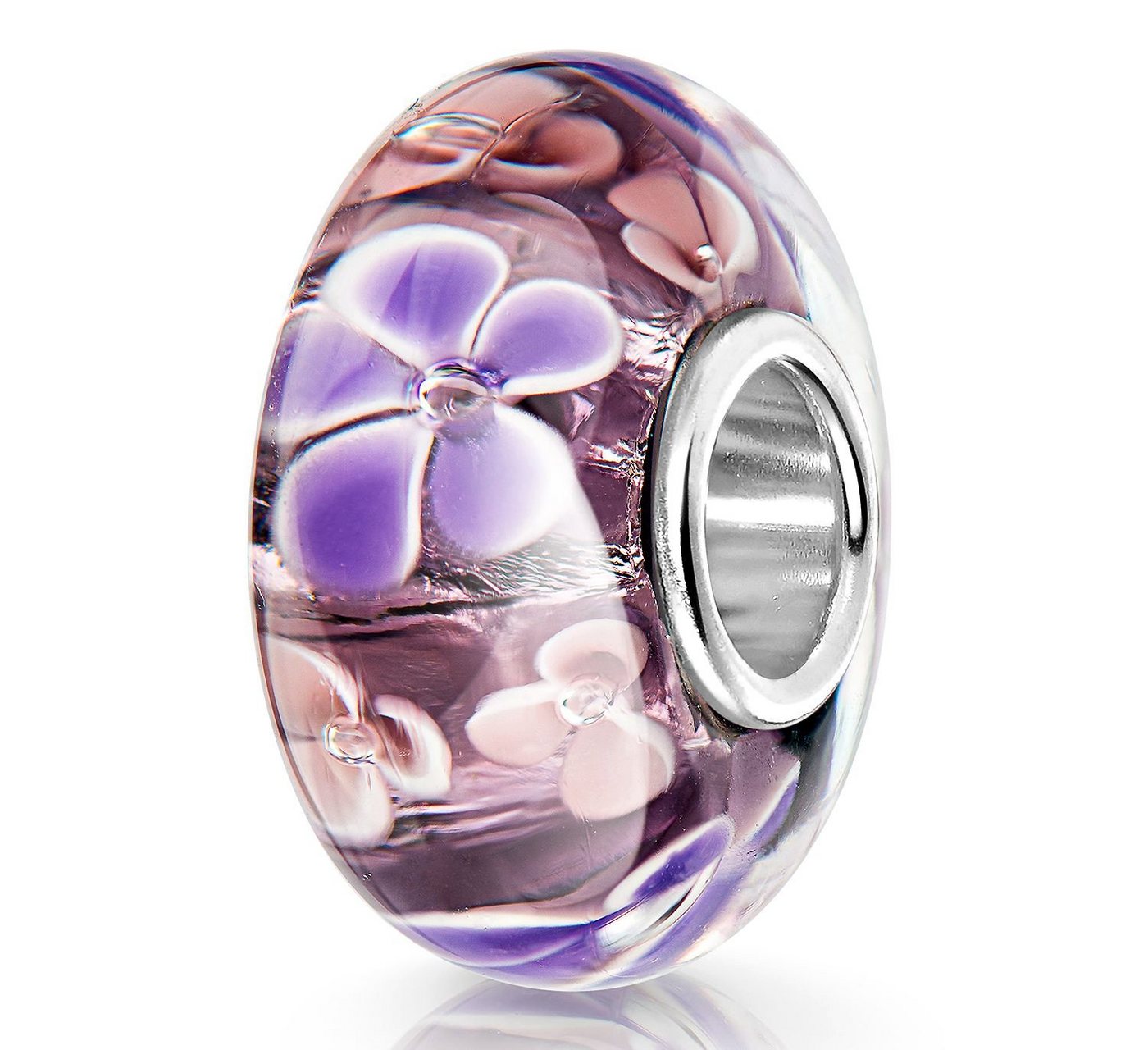 Materia Bead Blumen / Blüten Lila Glitzerfolie 1486, Hülse aus 925 Sterling Silber Materia Bead Blumen / Blüten Lila Glitzerfolie 1486, Hülse aus 925 Sterling Silber von Materia
