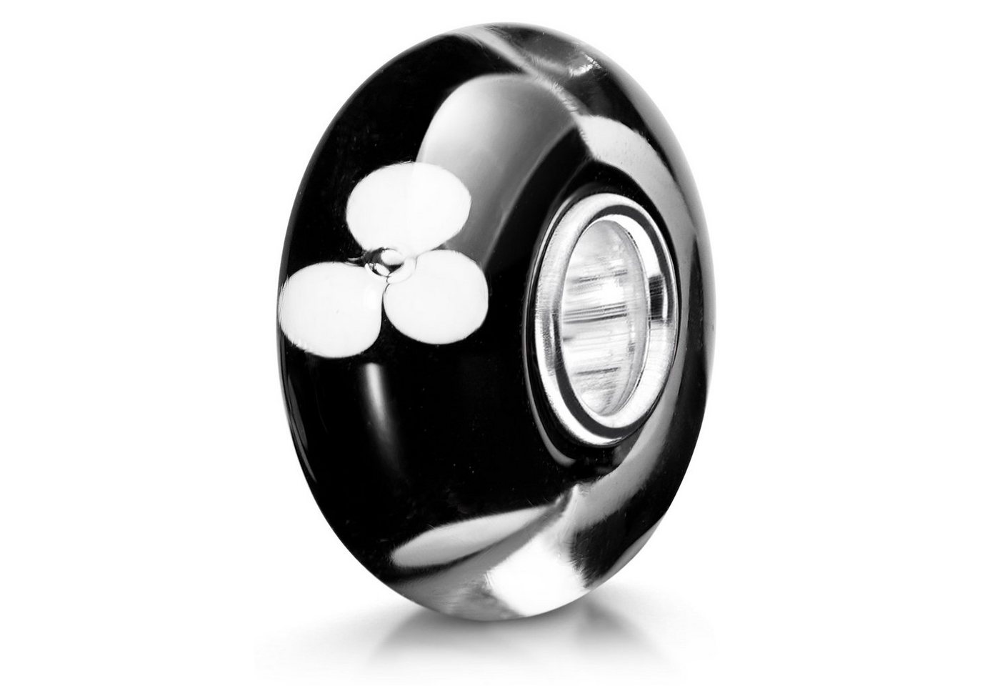 Materia Bead Blumen Schwarz Weiß 1620, Hülse aus 925 Sterling Silber Materia Bead Blumen Schwarz Weiß 1620, Hülse aus 925 Sterling Silber von Materia