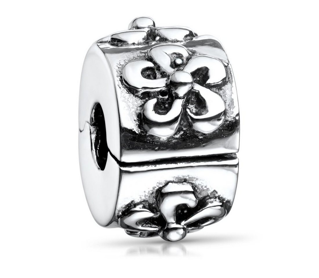 Materia Bead Damen Silber Stopper Clip Blüten Muster antik 721, 925 Sterling Silber, geschwärzt von Materia