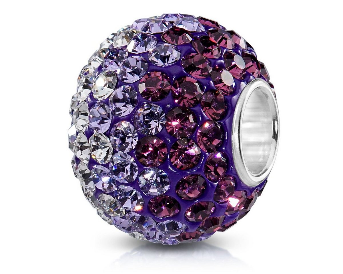 Materia Bead Damen XXL Kristall Bead Kugel Lila Violett 1086, Kern aus 925 Sterling Silber von Materia