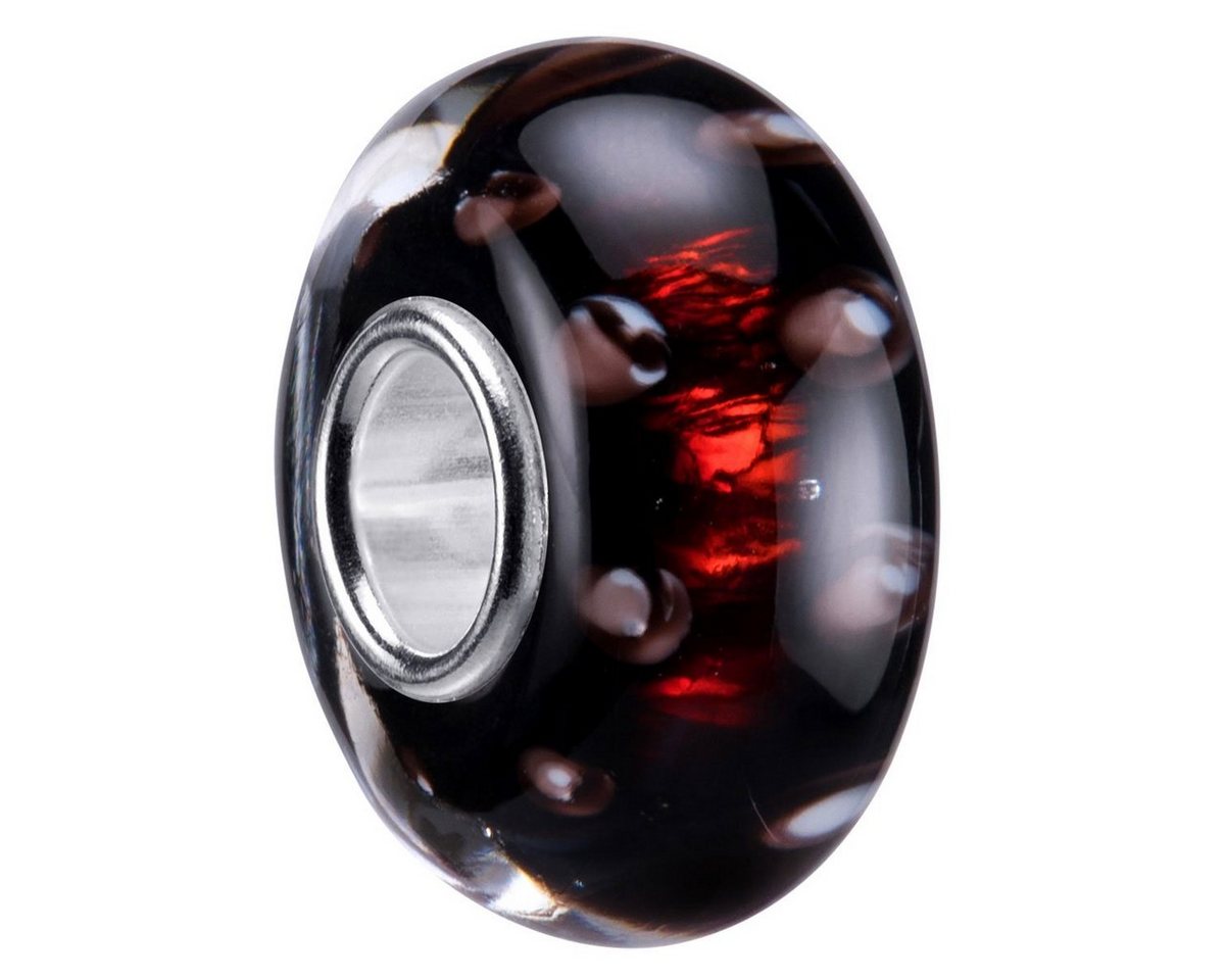 Materia Bead Glas Perle Schwarz Rot Glitzer 1258, Hülse aus 925 Silber Materia Bead Glas Perle Schwarz Rot Glitzer 1258, Hülse aus 925 Silber von Materia
