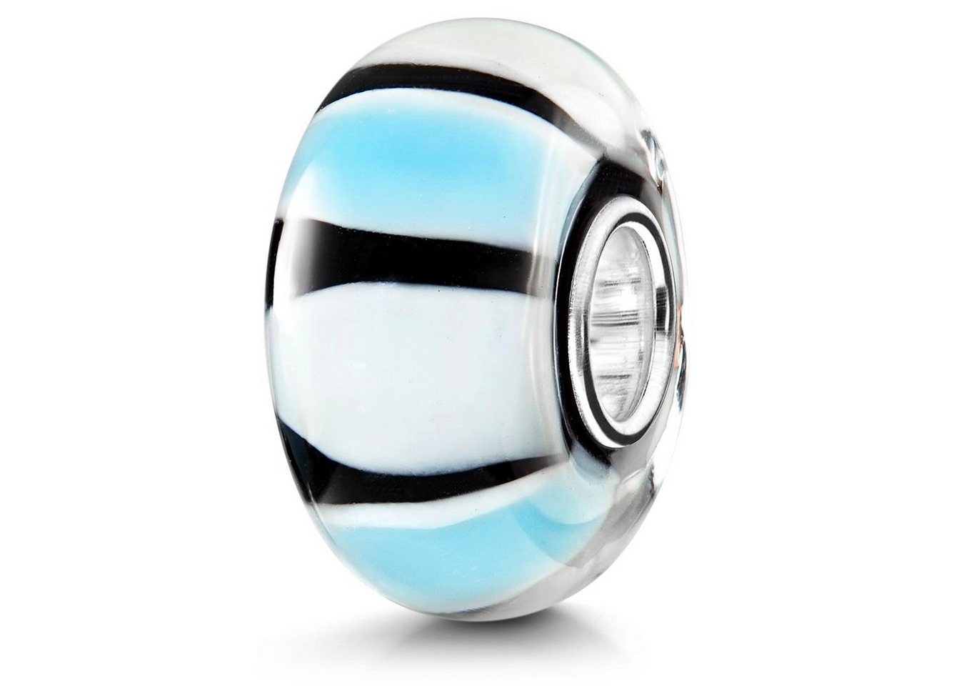 Materia Bead Glas blau weiß, mit Hülse aus 925 Silber Materia Bead Glas blau weiß, mit Hülse aus 925 Silber von Materia