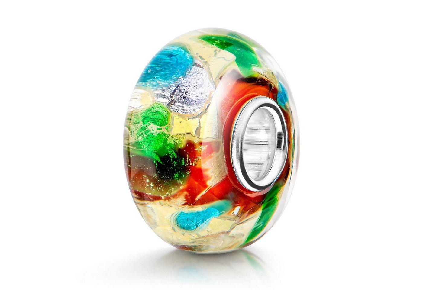 Materia Bead Glasperle Bunt mit Glitzerfolie 1251, Kern aus 925 Sterling Silber Materia Bead Glasperle Bunt mit Glitzerfolie 1251, Kern aus 925 Sterling Silber von Materia