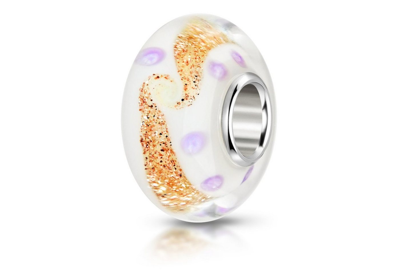 Materia Bead Glasperle Glitzer Gold Lila Weiß 1478, Hülse aus 925 Sterling Silber Materia Bead Glasperle Glitzer Gold Lila Weiß 1478, Hülse aus 925 Sterling Silber von Materia