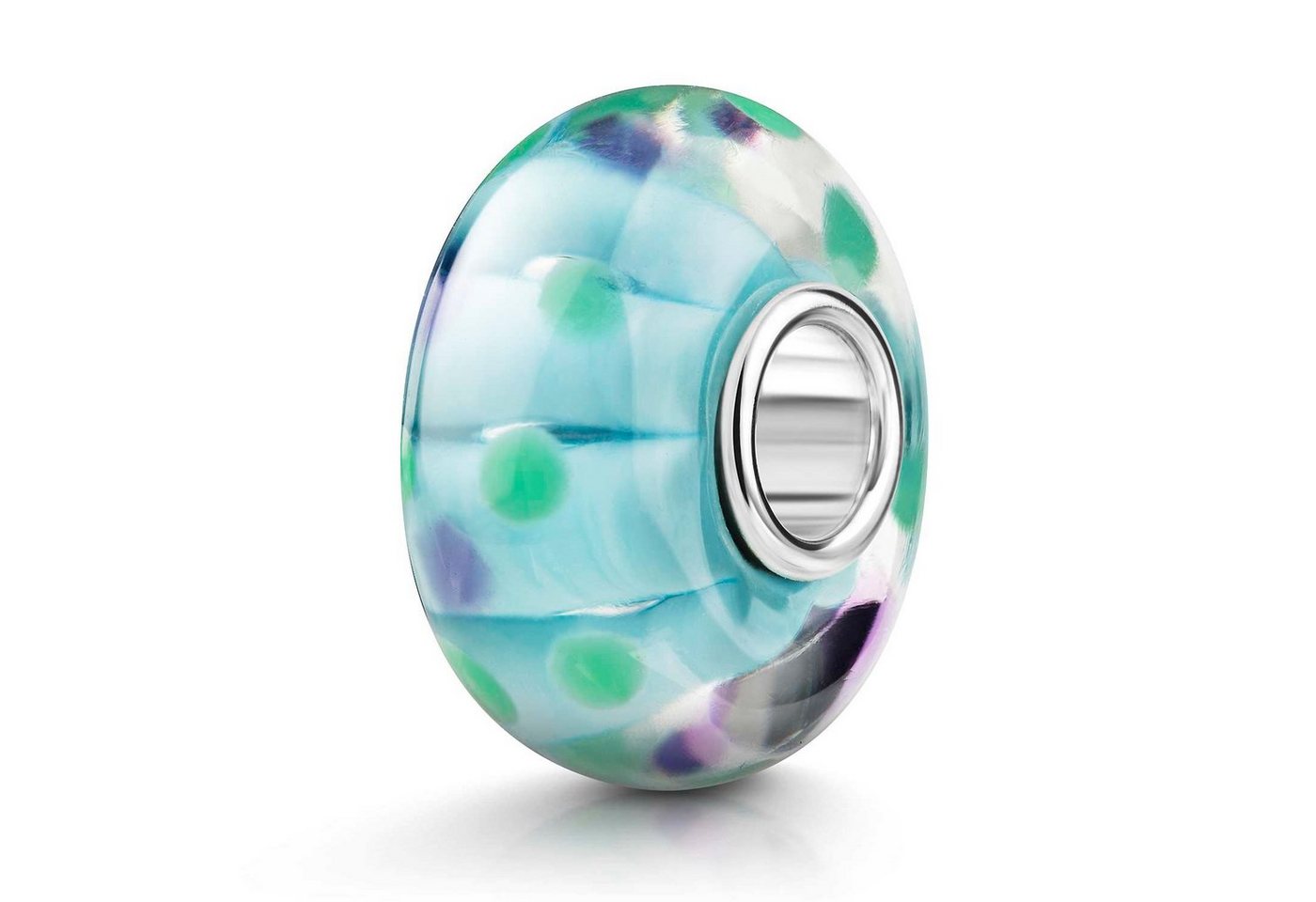 Materia Bead Glasperle Punkte Blau Lila Grün 1616, Kern aus 925 Sterling Silber Materia Bead Glasperle Punkte Blau Lila Grün 1616, Kern aus 925 Sterling Silber von Materia