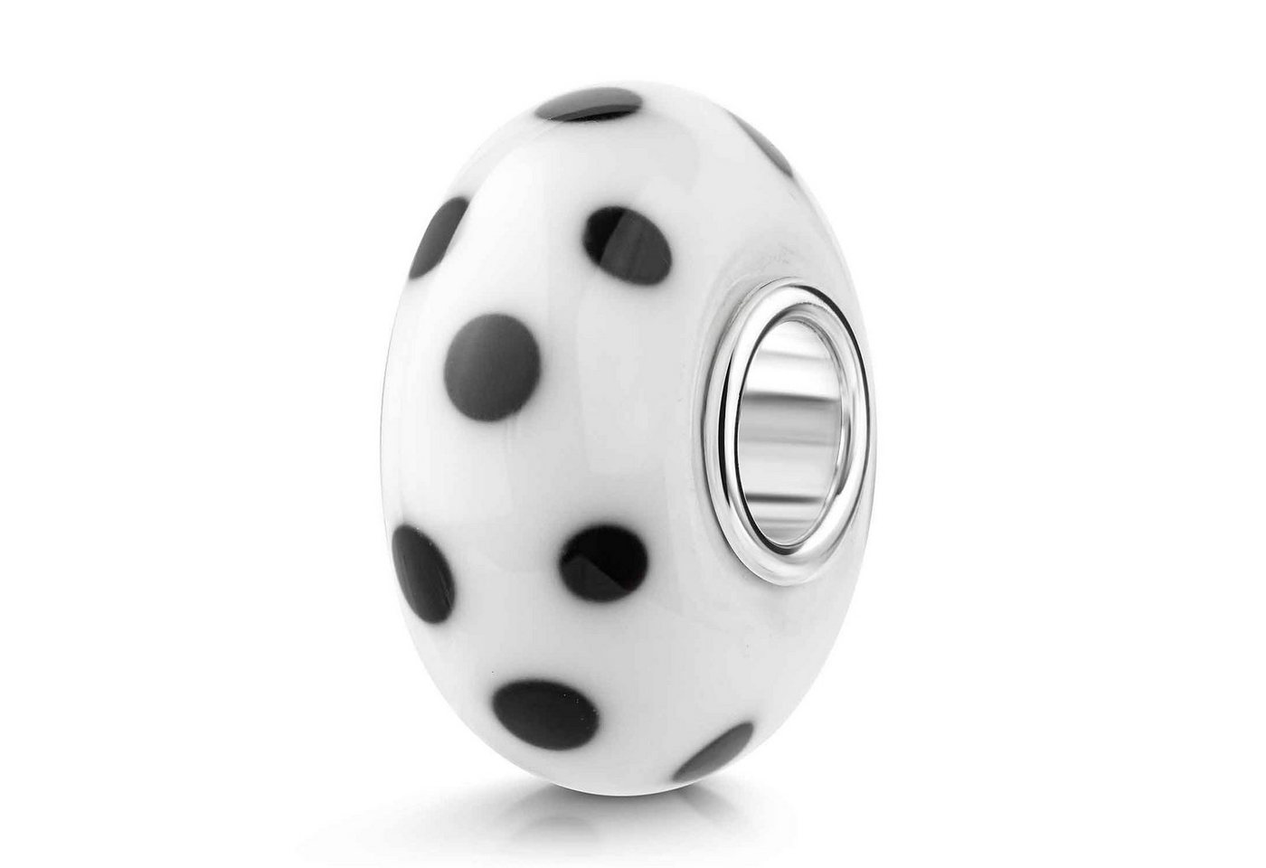 Materia Bead Glasperle Punkte Dalmatiner Weiß Schwarz 432, Kern aus 925 Sterling Silber Materia Bead Glasperle Punkte Dalmatiner Weiß Schwarz 432, Kern aus 925 Sterling Silber von Materia