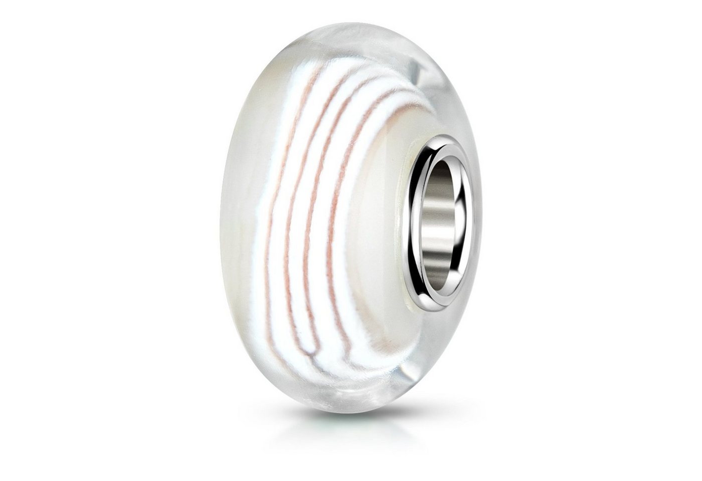 Materia Bead Glasperle Weiß Creme gestreift 489, Kern aus 925 Sterling Silber Materia Bead Glasperle Weiß Creme gestreift 489, Kern aus 925 Sterling Silber von Materia
