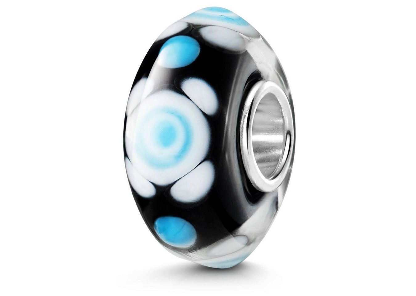 Materia Bead Kreise blau weiß 1618, im Murano Stil mit 925 Silber Materia Bead Kreise blau weiß 1618, im Murano Stil mit 925 Silber von Materia