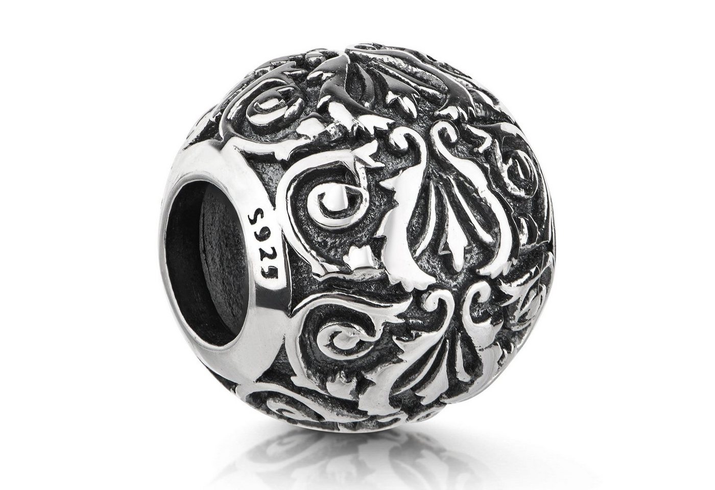 Materia Bead Kugel Silber Ornamente Floral 296, 925 Sterling Silber Materia Bead Kugel Silber Ornamente Floral 296, 925 Sterling Silber von Materia