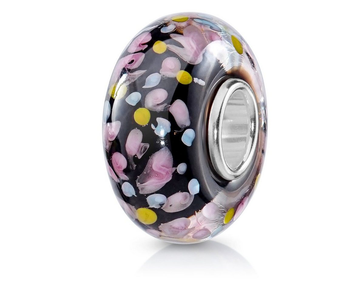 Materia Bead Schwarzer Glasperle Bunt getupft 1042, Kern aus 925 Sterling Silber Materia Bead Schwarzer Glasperle Bunt getupft 1042, Kern aus 925 Sterling Silber von Materia