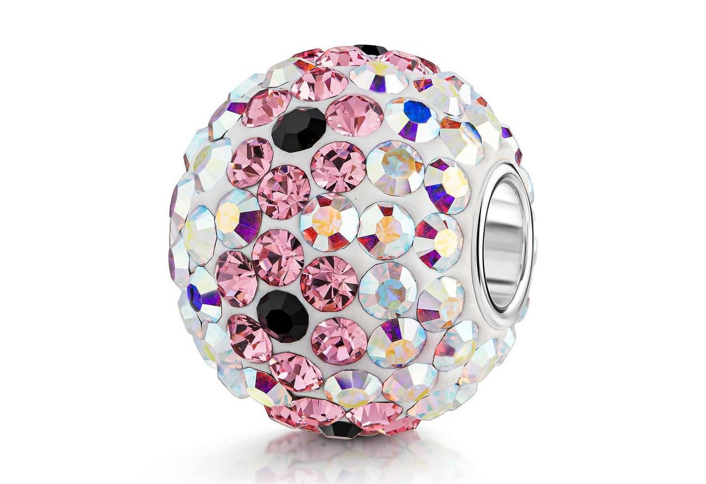 Materia Bead Kristall Perle Damen Strass mit Blumen Design 1216, 925 Sterling Silber Hülse von Materia