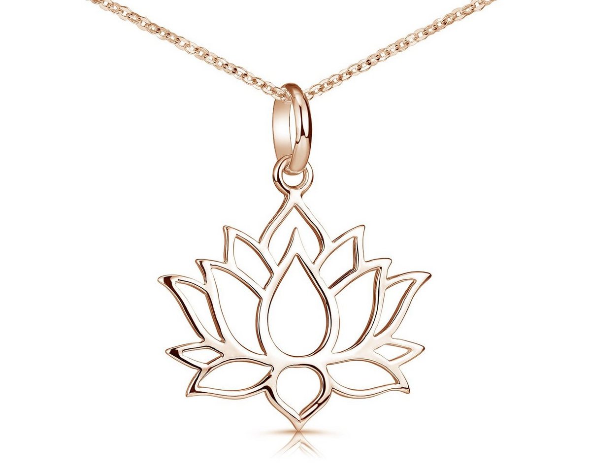 Materia Blumenanhänger Damen Rosegold Lotusblüte / Lotusblume KA-69, Sterlingsilber, rosevergoldet von Materia