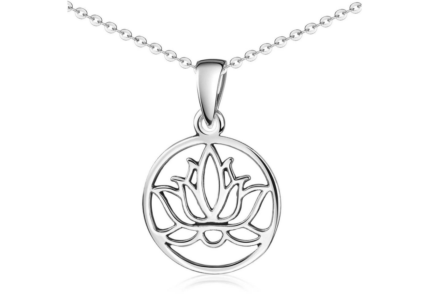 Materia Blumenanhänger Damen Silber Lotus Blume Blüte floral rund KA-137, 925 Sterling Silber von Materia