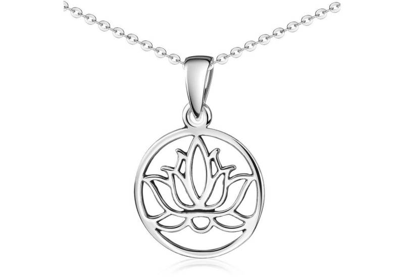 Materia Blumenanhänger Damen Silber Lotus Blume Blüte floral rund KA-137, 925 Sterling Silber Materia Blumenanhänger Damen Silber Lotus Blume Blüte floral rund KA-137, 925 Sterling Silber von Materia