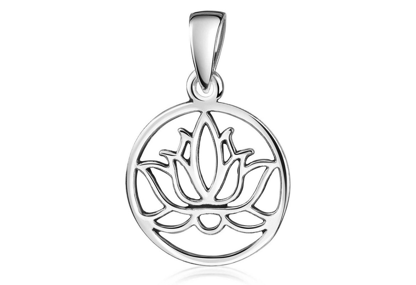 Materia Blumenanhänger Damen Silber Lotus Blume Blüte floral rund KA-137, 925 Sterling Silber von Materia