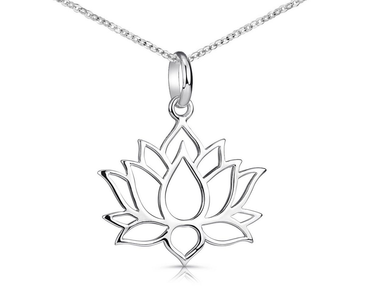 Materia Blumenanhänger Damen Silber Lotusblüte / Lotusblume KA-69, 925 Sterling Silber von Materia