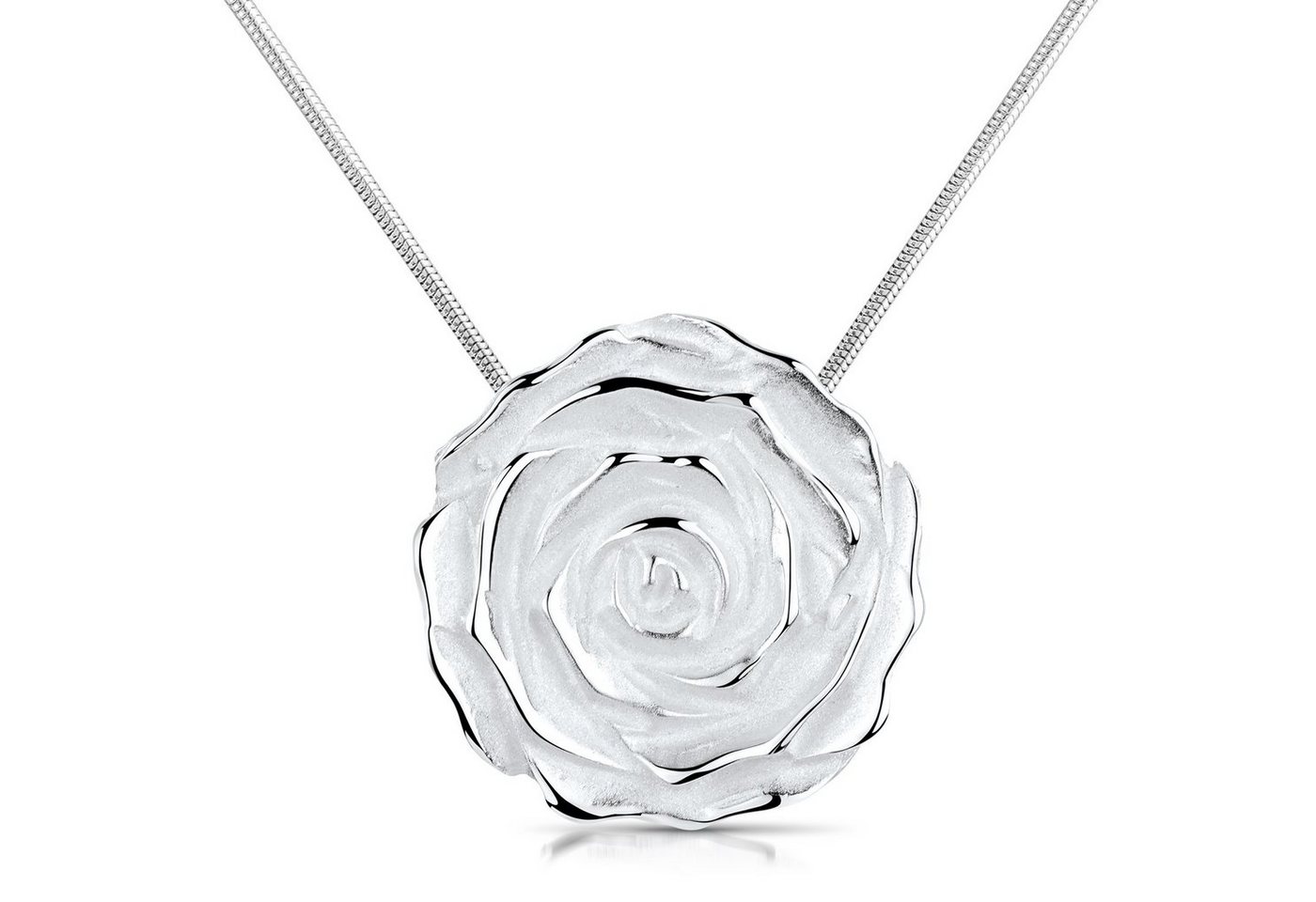 Materia Blumenanhänger Damen Silber Rose / Rosenblüte mattiert KA-44, 925 Sterling Silber, rhodiniert von Materia