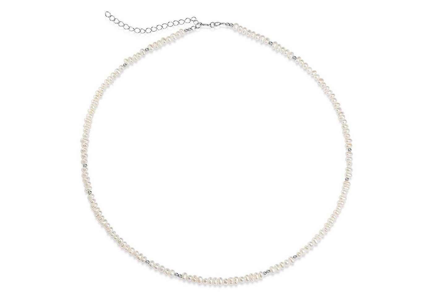 Materia Collier Damen Perlenkette Creme Silber längenverstellbar CO-53, 925 Sterling Silber von Materia