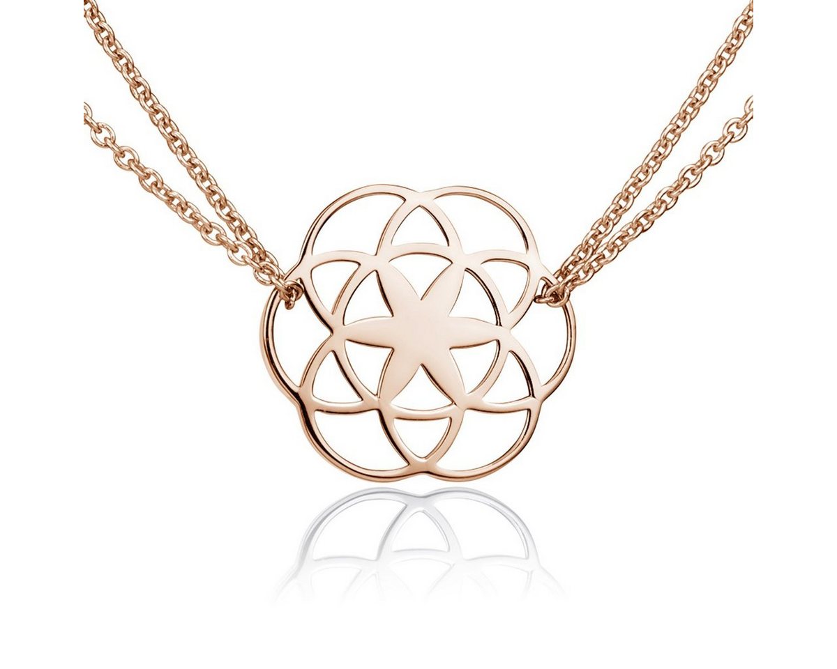 Materia Collier Damen Rosegold Lebensblume Mandala längenverstellbar KA-450, Sterlingsilber, rosevergoldet von Materia