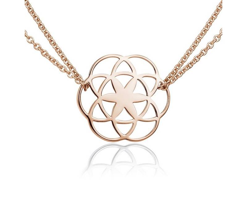 Materia Collier Damen Rosegold Lebensblume Mandala längenverstellbar KA-450, Sterlingsilber, rosevergoldet von Materia