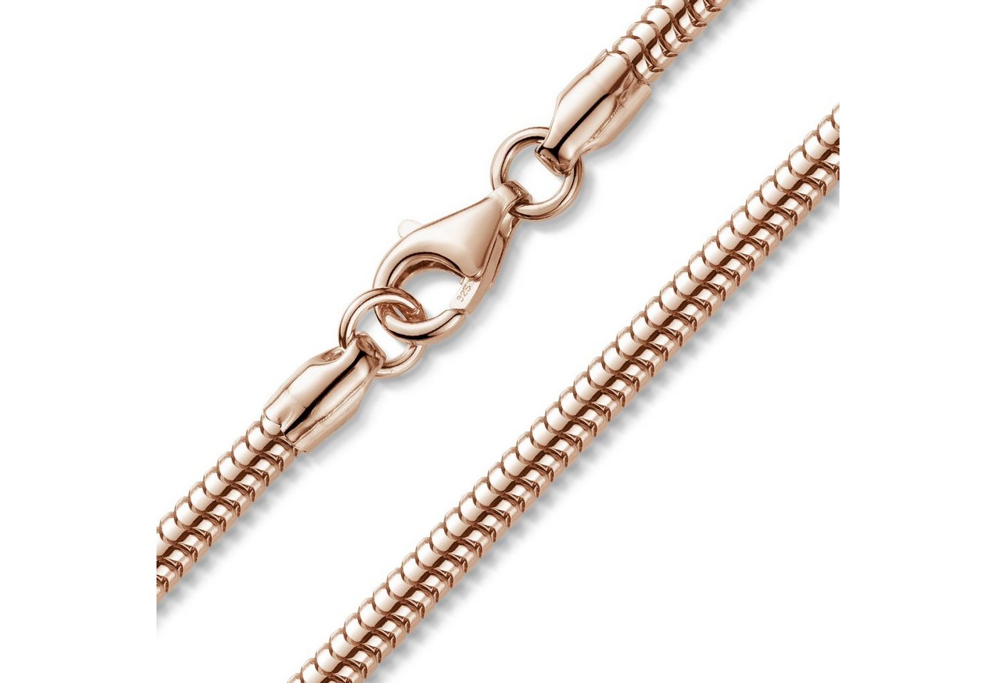 Materia Collier Damen Rosegold Schlangekette Ø3mm K136, Sterlingsilber, rosevergoldet von Materia