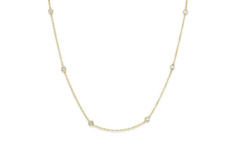 Materia Collierkettchen Damen Collier Gold 925 Silber CO-29-Gold, mit eingefassten Zirkonia Steinen von Materia