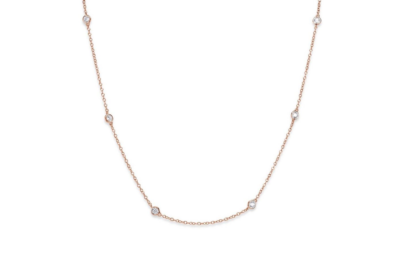 Materia Collierkettchen Damen Collier Rosegold 925 Silber CO-29-Rose, mit eingefassten Zirkonia Steinen von Materia