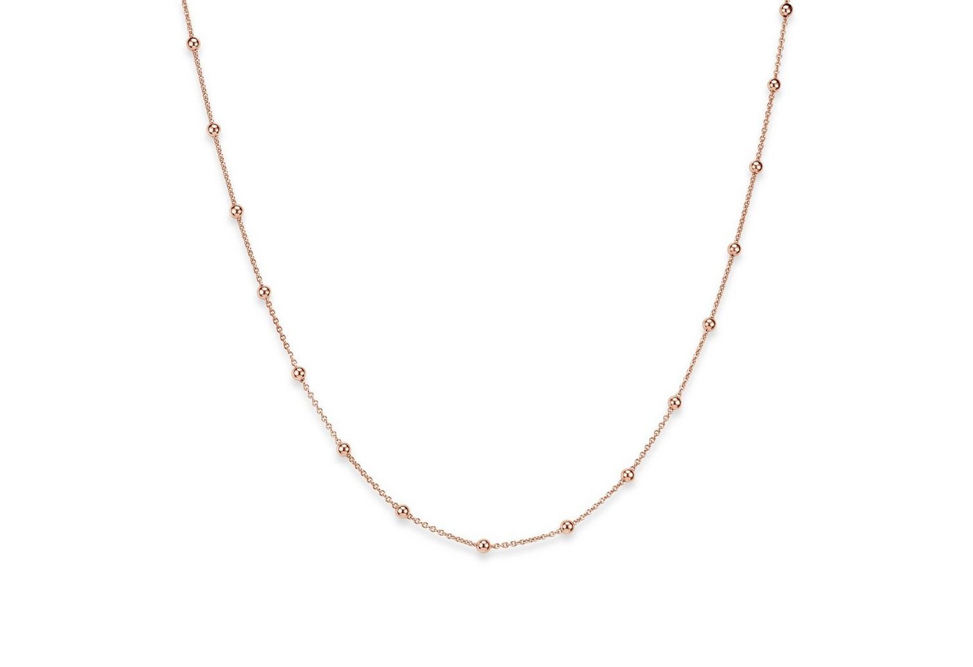 Materia Collierkettchen Damen Mädchen Rosegold Kugelkette 40-70cm K105, Sterlingsilber, doublé rosevergoldet von Materia