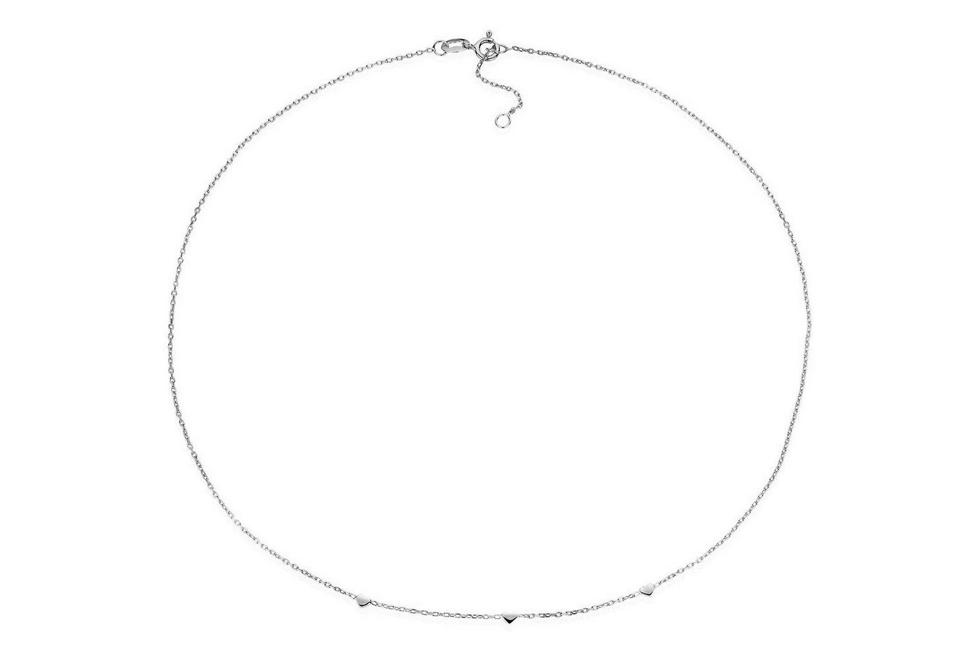 Materia Collierkettchen Damen Silber Herzen 42-45cm CO-35, 925 Sterling Silber von Materia