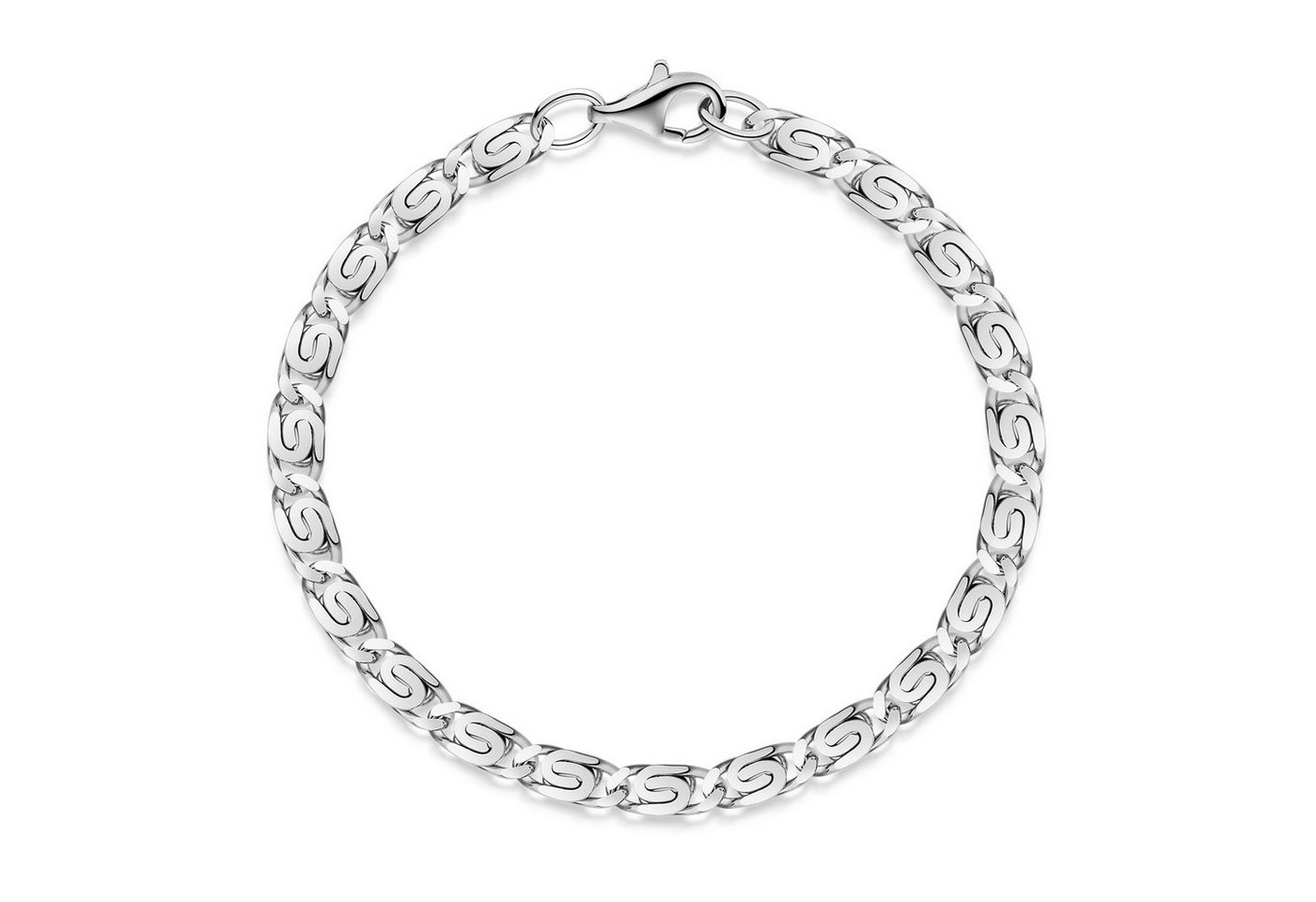 Materia Gliederarmband Herren Silber S-Panzerkette 5mm massiv diamantiert SA-126, 925 Sterling Silber, rhodiniert Materia Gliederarmband Herren Silber S-Panzerkette 5mm massiv diamantiert SA-126, 925 Sterling Silber, rhodiniert von Materia