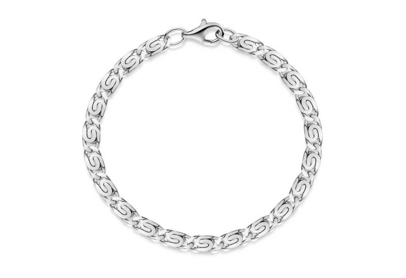 Materia Gliederarmband Herren Silber S-Panzerkette 5mm massiv diamantiert SA-126, 925 Sterling Silber, rhodiniert von Materia
