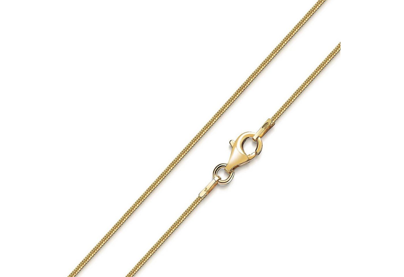 Materia Goldkette Schlangenkette Damen 1mm 40-120cm K126, Sterlingsilber, vergoldet von Materia