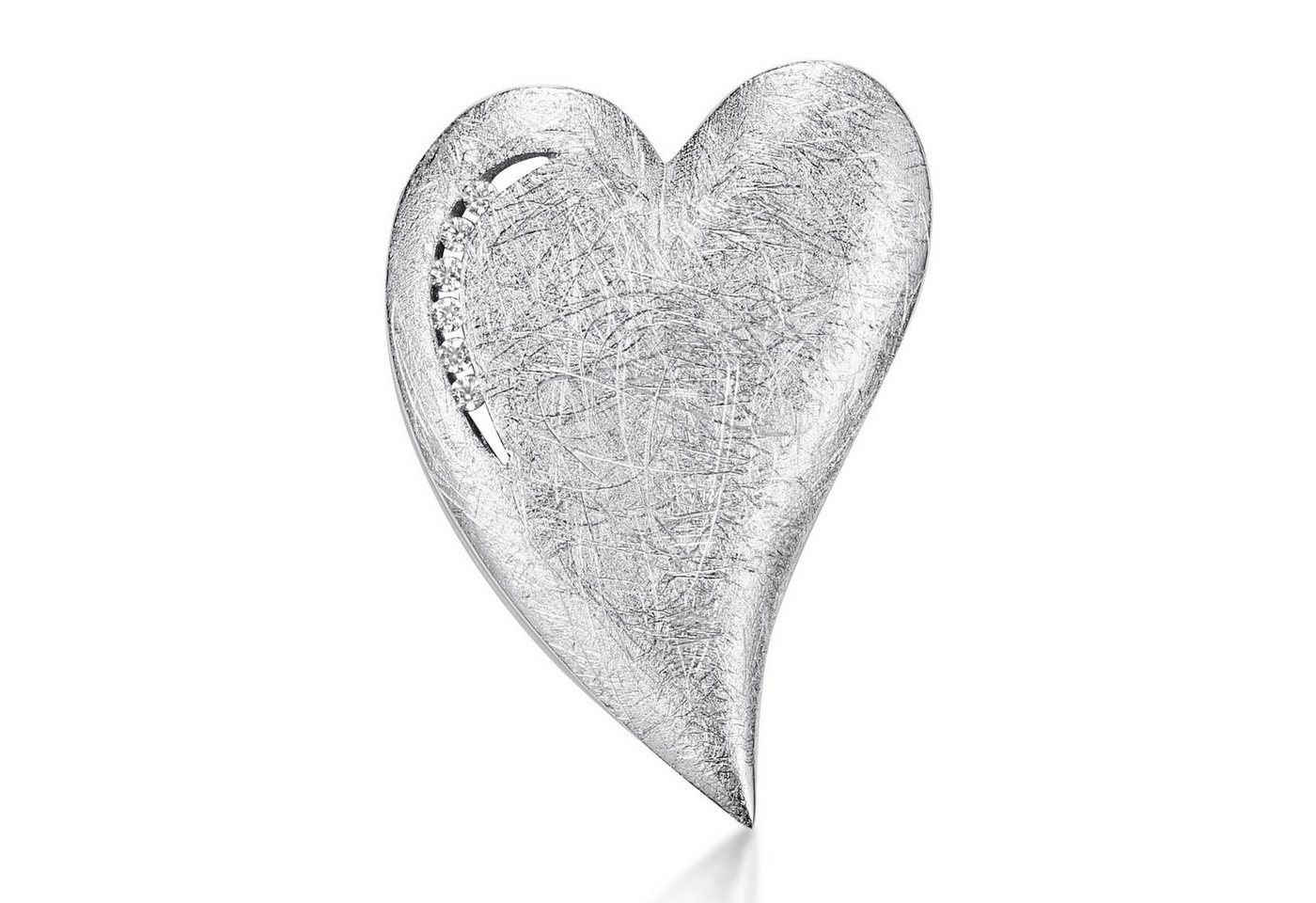Materia Herzanhänger Herz Liebe gebürstet mit Zirkonia weiß KA-153, 925 Sterling Silber, rhodiniert Materia Herzanhänger Herz Liebe gebürstet mit Zirkonia weiß KA-153, 925 Sterling Silber, rhodiniert von Materia