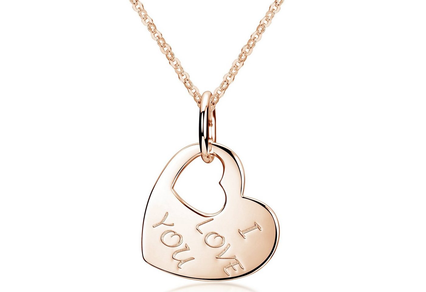 Materia Herzanhänger " I LOVE YOU " Rosegold Liebe KA-282, Sterlingsilber, rosevergoldet Materia Herzanhänger " I LOVE YOU " Rosegold Liebe KA-282, Sterlingsilber, rosevergoldet von Materia