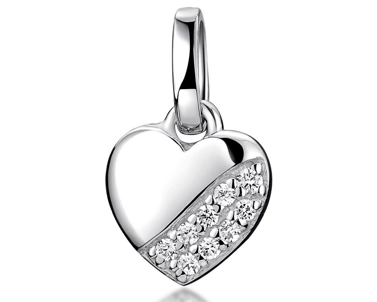 Materia Herzanhänger Mädchen Herz Liebe mit Zirkonia klein KA-275, 925 Sterling Silber, rhodiniert von Materia