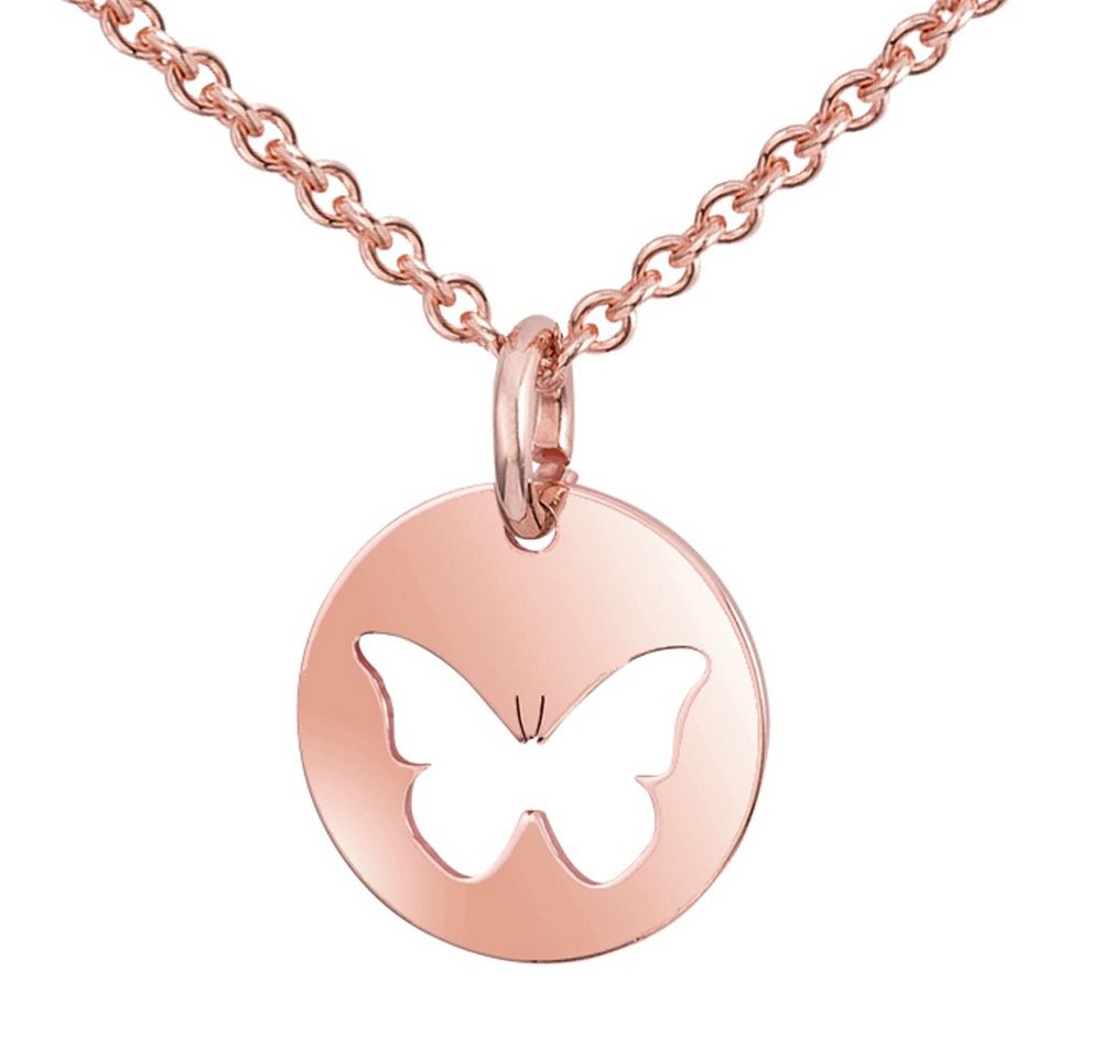 Materia Kette ohne Anhänger Damen Mädchen Schmetterling / Butterfly Rosegold KA-439, Sterlingsilber, rosevergoldet von Materia