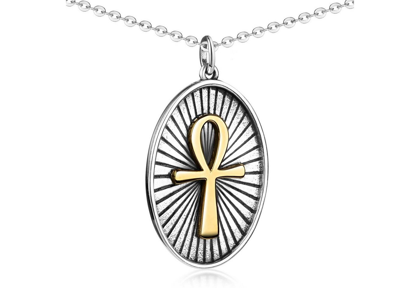 Materia Kettenanhänger Damen Anch Kreuz Silber Gold KA-293, 925 Sterling Silber von Materia