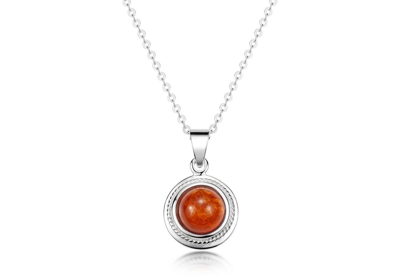 Materia Kettenanhänger Damen Bernstein Rund Ø13mm KA-129, Fassung aus 925 Sterling Silber Materia Kettenanhänger Damen Bernstein Rund Ø13mm KA-129, Fassung aus 925 Sterling Silber von Materia